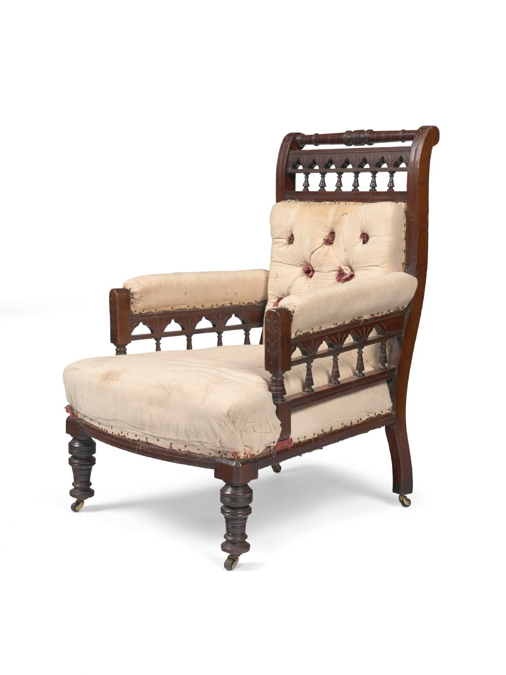 A large mahogany framed Armchair, in the style of Christopher Dresser (1834-1904) c.1870s