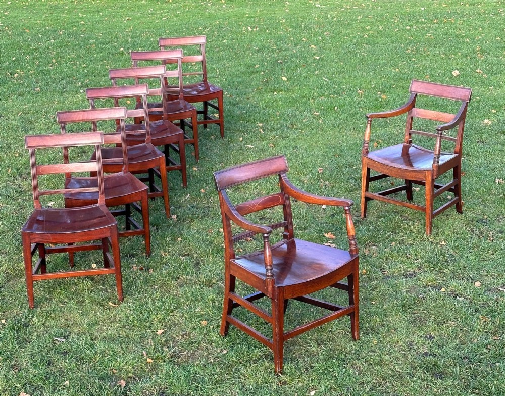 A set of eight George III mahogany dining chairs, c.1810