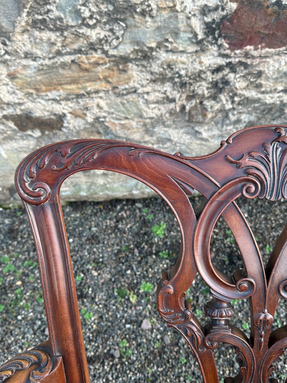 A fine George III style carved mahogany elbow chair, signed Alex Campbell 1907 View IV