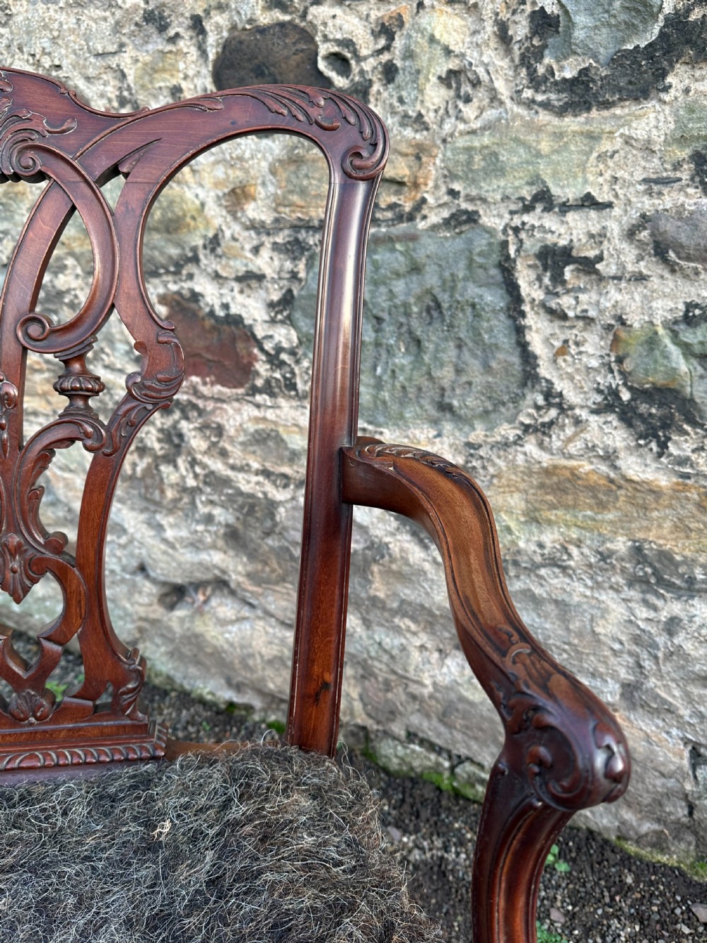 A fine George III style carved mahogany elbow chair, signed Alex Campbell 1907 View VII