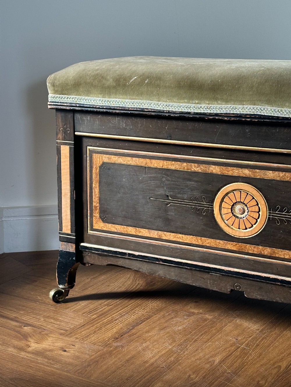 A classy Aesthetic Movement duet piano stool, British, 1880's View II
