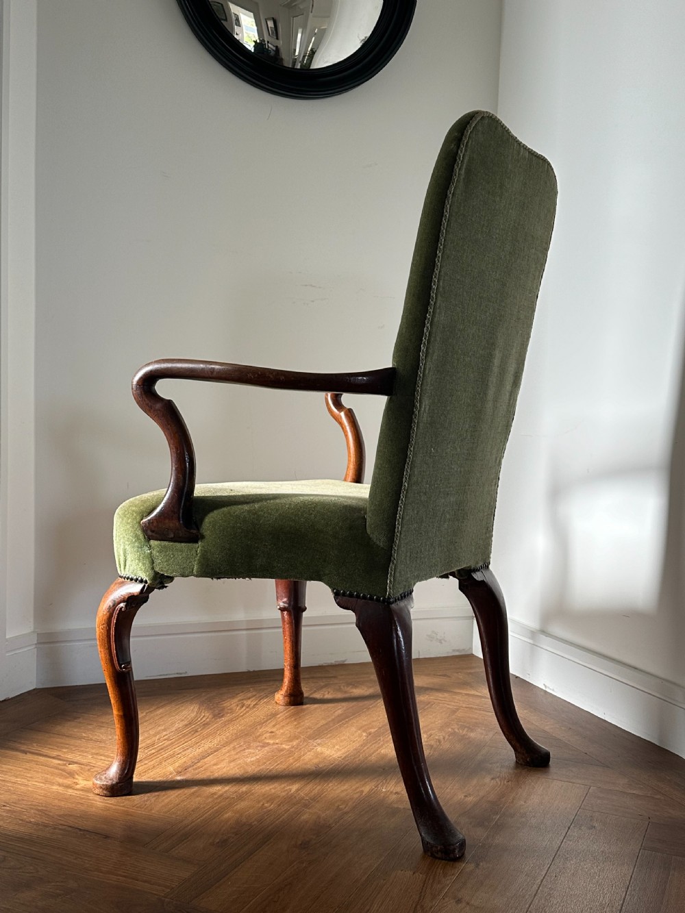 A George I carved walnut shepherd's crook armchair, c.1725 View II