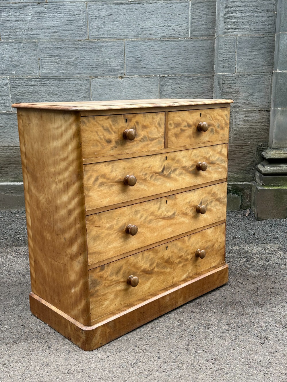 A super quality satin birch chest of drawers in the manner of Holland & Sons, c.1860 View III