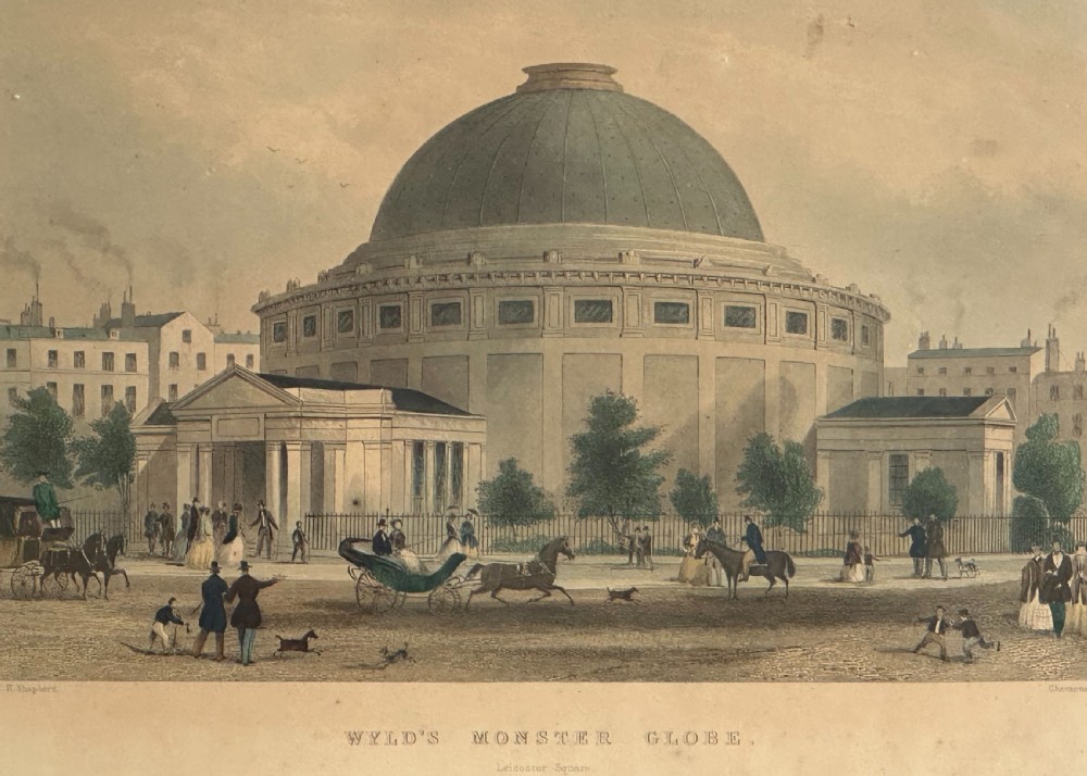 After Thomas Hosmer Shepherd (1792-1864) 'Wyld's Monster Globe' Leicester Square, a hand coloured engraving by Jean-Marie Chavanne