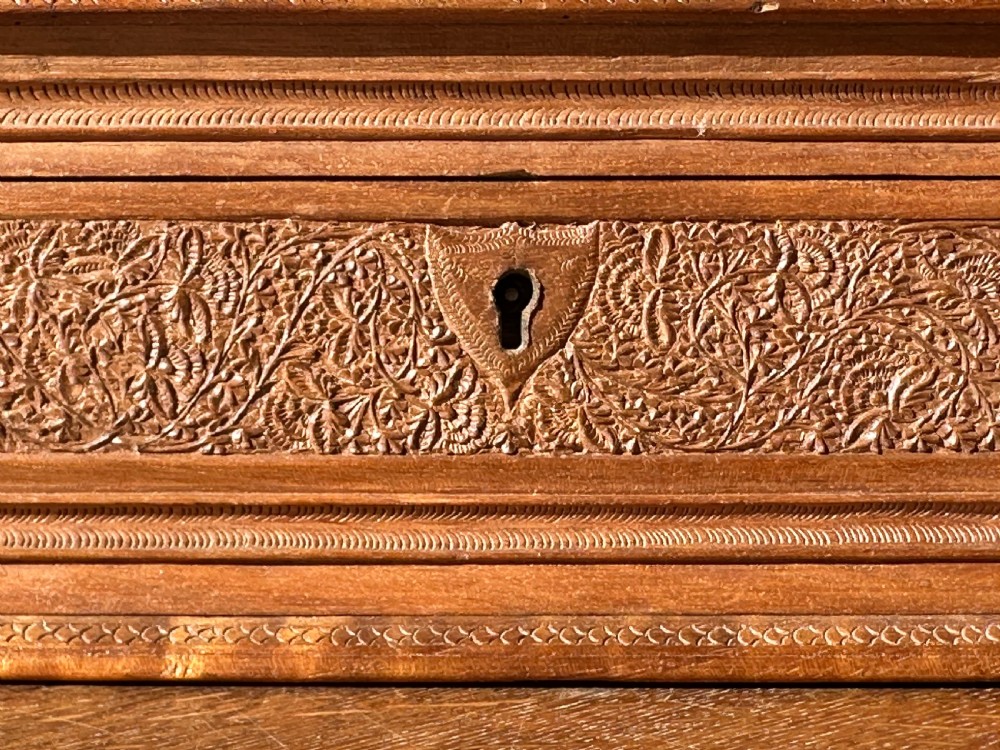 A late 19th century Anglo-Indian carved sandalwood casket, Mysore/Canara, Southern India View III