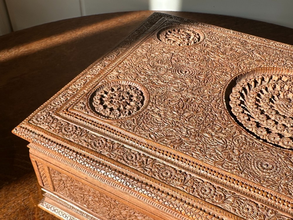 A late 19th century Anglo-Indian carved sandalwood casket, Mysore/Canara, Southern India View IV