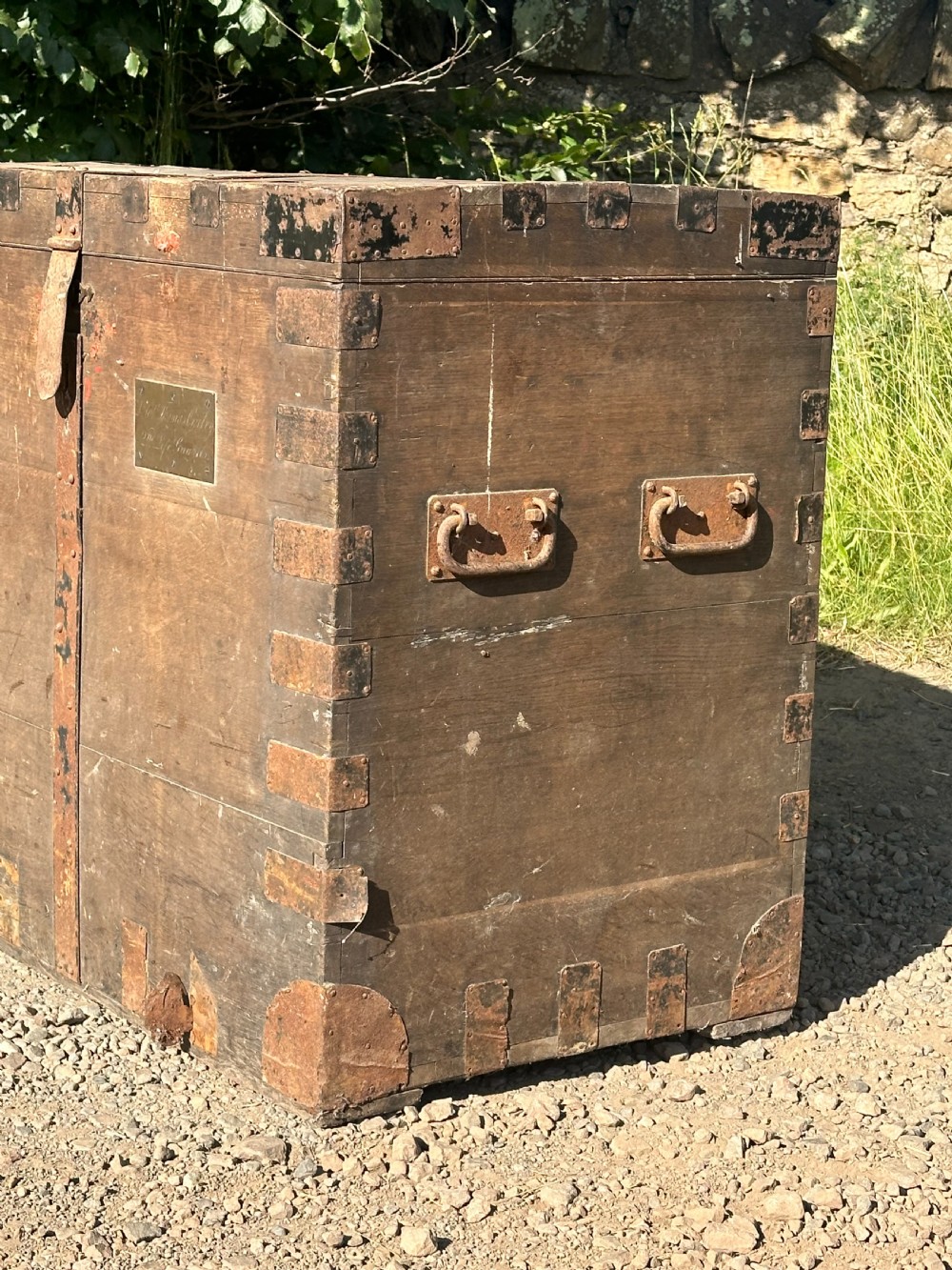 A large mid-19th century oak and iron bound silver chest made for Lt. Colonel Thomas Ogilvy, 2nd Life Guards View IV