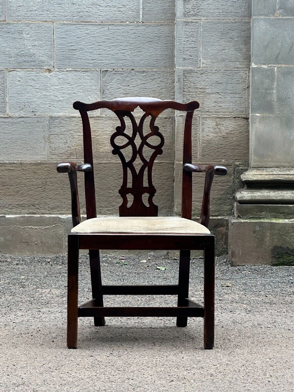 A Scottish George III mahogany and stained birch elbow chair, late 18th century