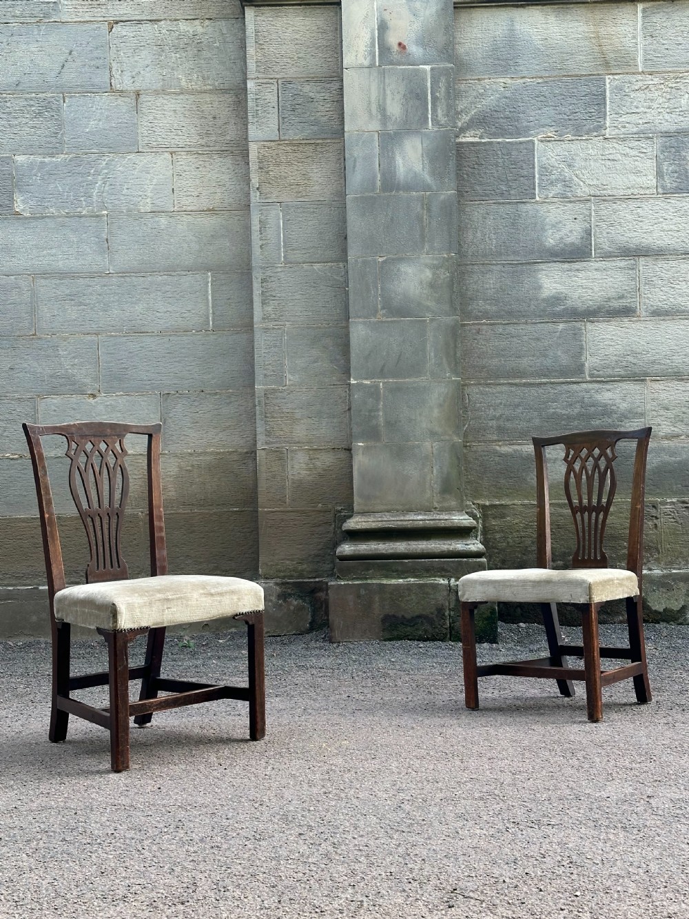 A pair of Irish George III walnut side chairs, c.1770