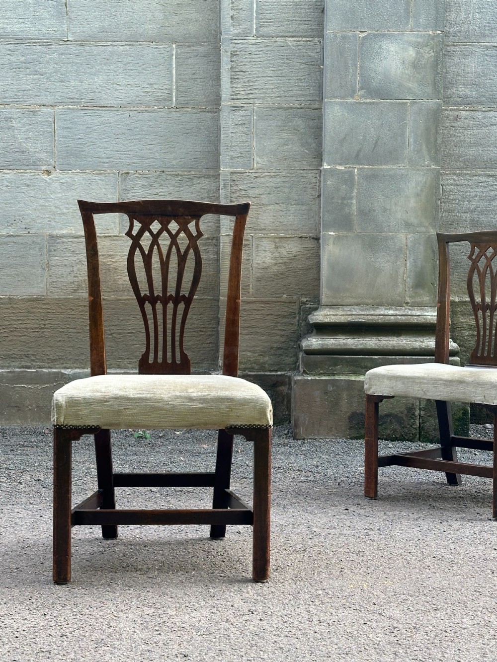 A pair of Irish George III walnut side chairs, c.1770 View III