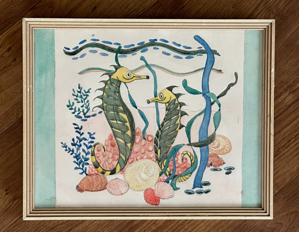 A set of three watercolour paintings of designs commissioned for a swimming pool in Nairobi, 1930's View VI