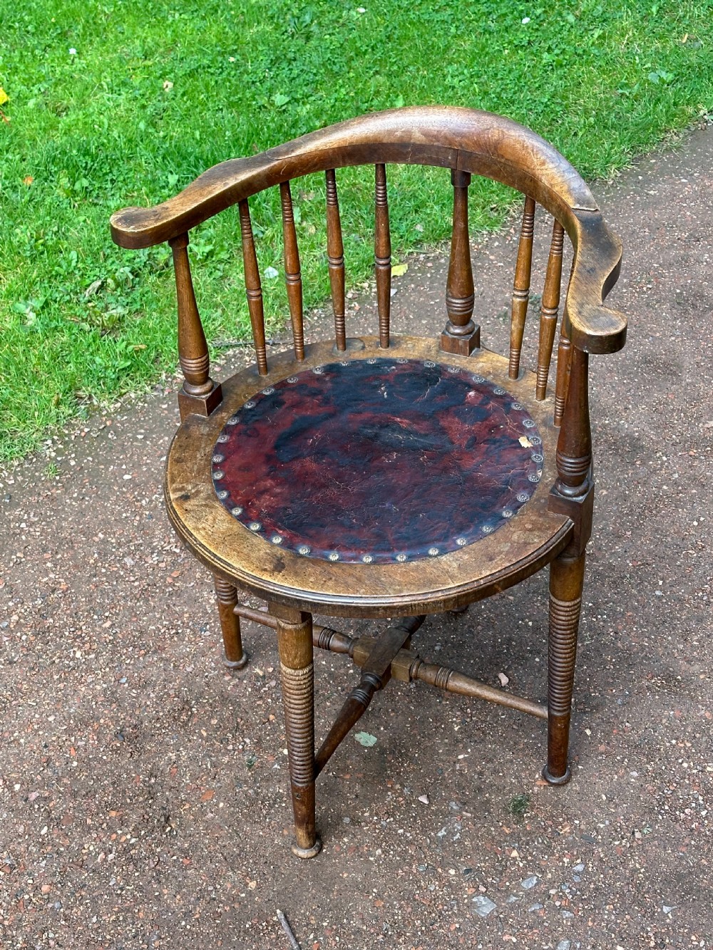An Art Furniture walnut and leather upholstered chair, attributed to Liberty's / William Birch c.1900 View III