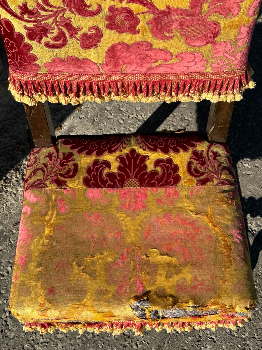 A pair of Charles II style oak and cut-silk velvet upholstered side chairs, early 19th century View XI