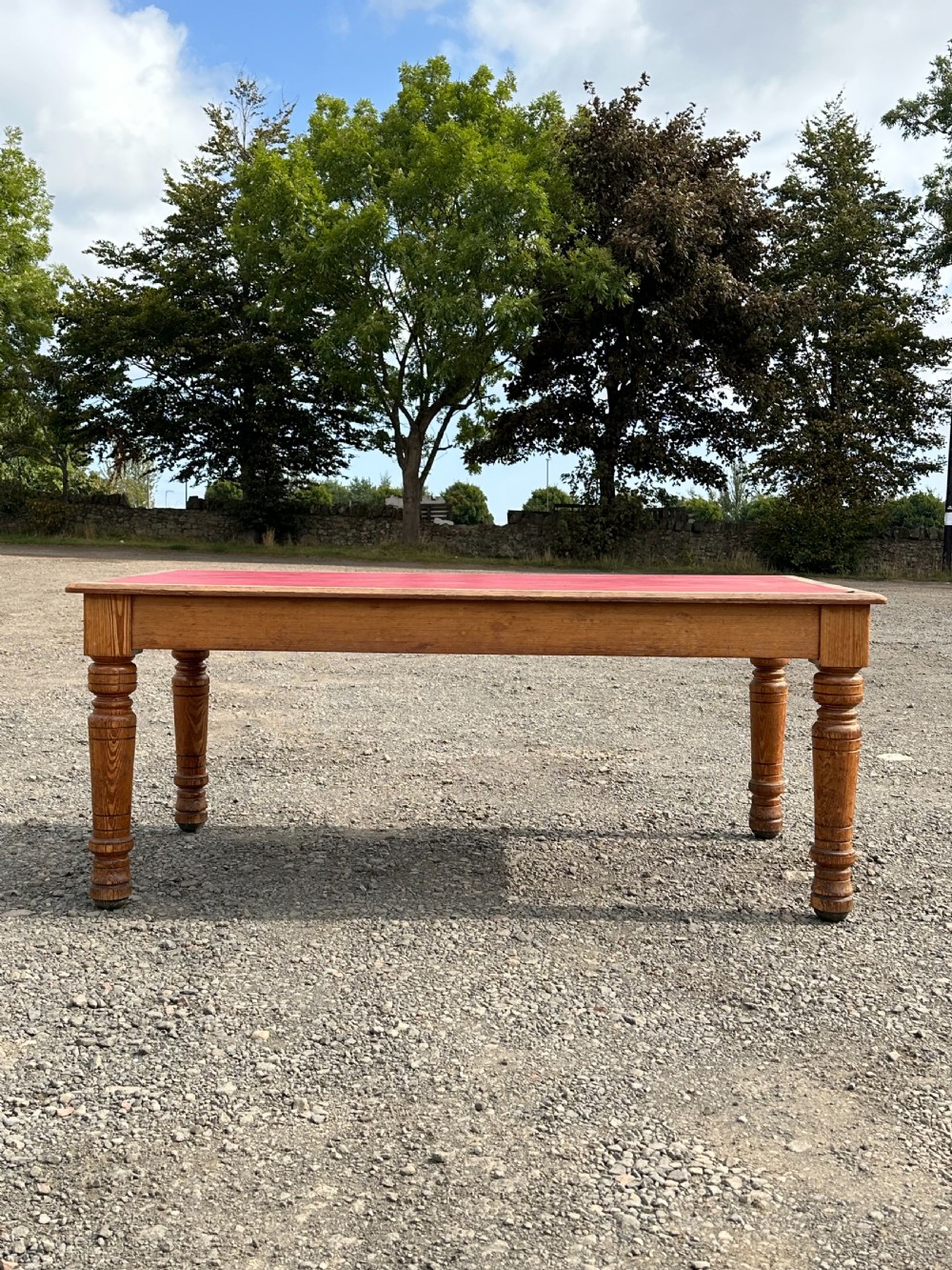 A pitch pine library table in the Gothic Revival taste, c.1880 View V