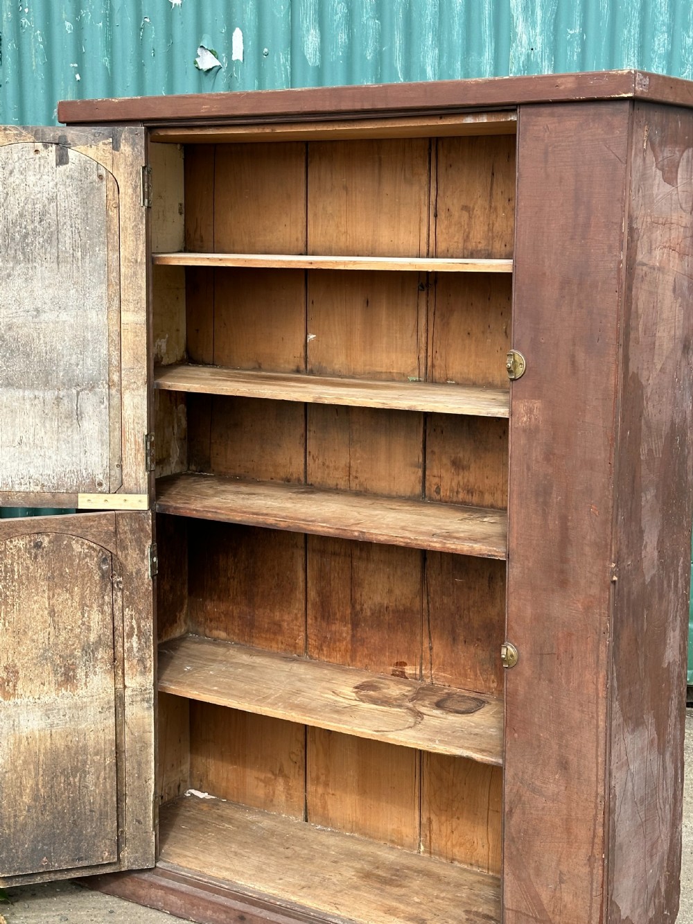 A Scottish mid-19th century painted pine aumrie press cupboard View III