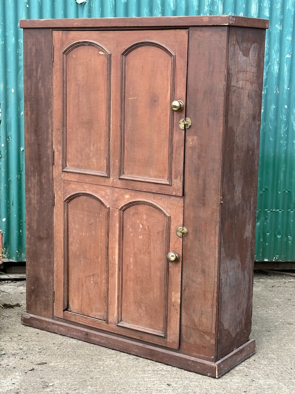 A Scottish mid-19th century painted pine aumrie press cupboard