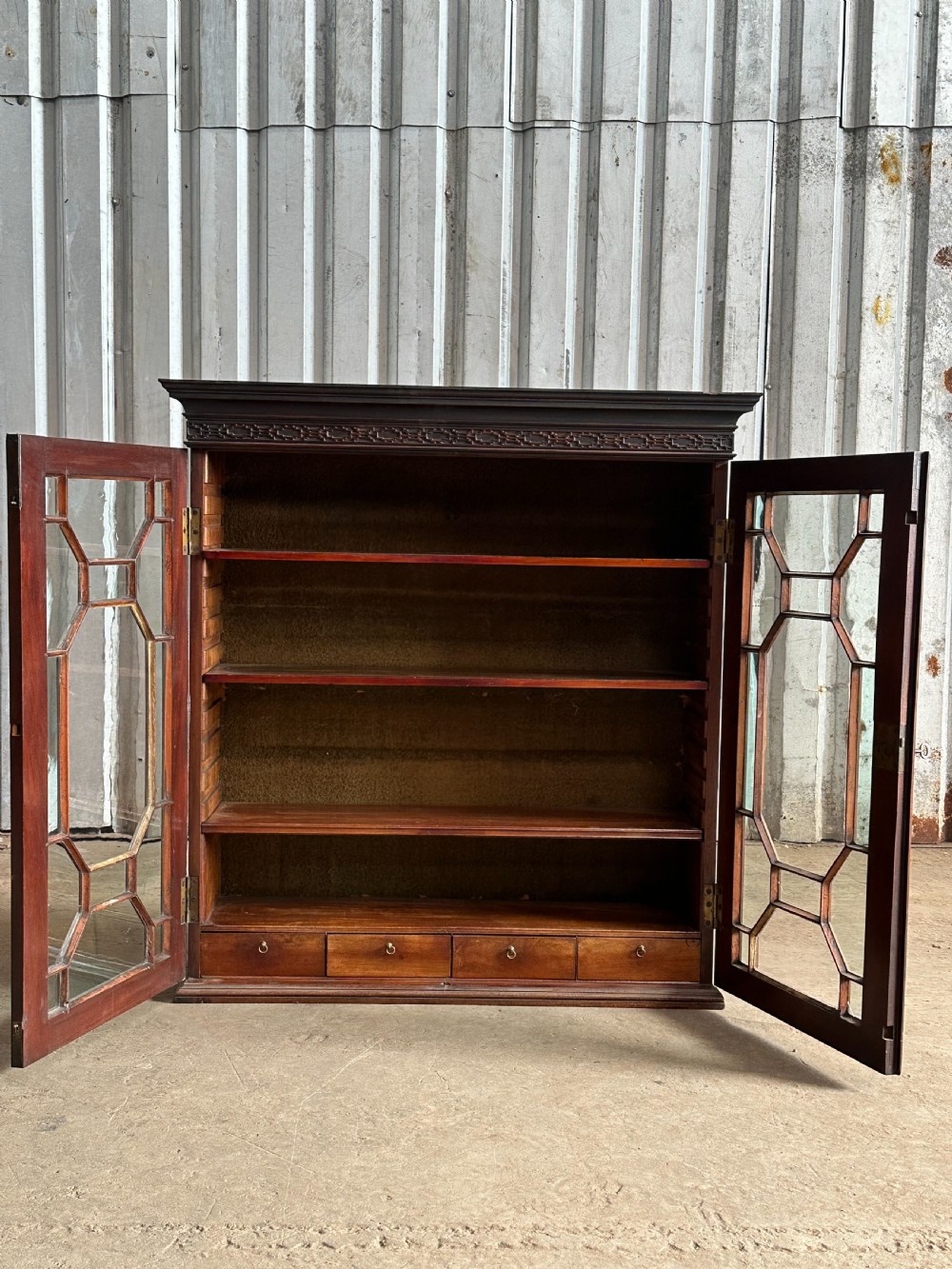 A George III mahogany bookcase top, probably Scottish, 1760's View III