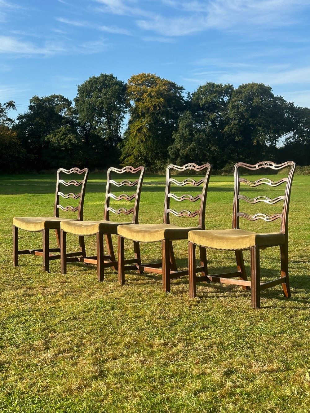 A smart set of four George III mahogany ladderback chairs, attributed to William Hamilton of Edinburgh, 1770's View III
