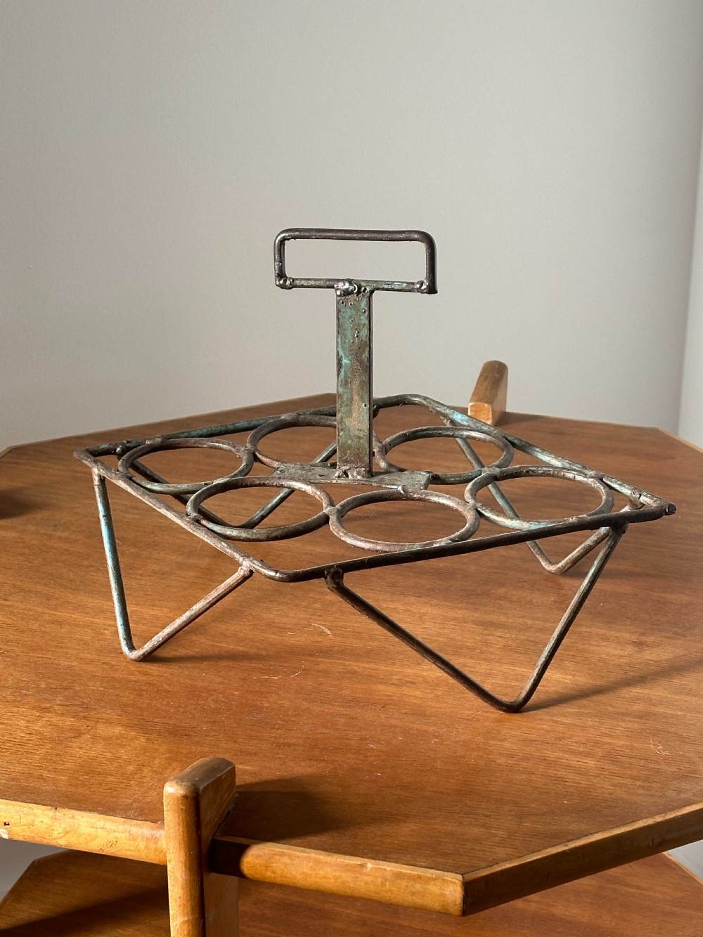 A painted metal glass carrier and six glasses, 1930's View III