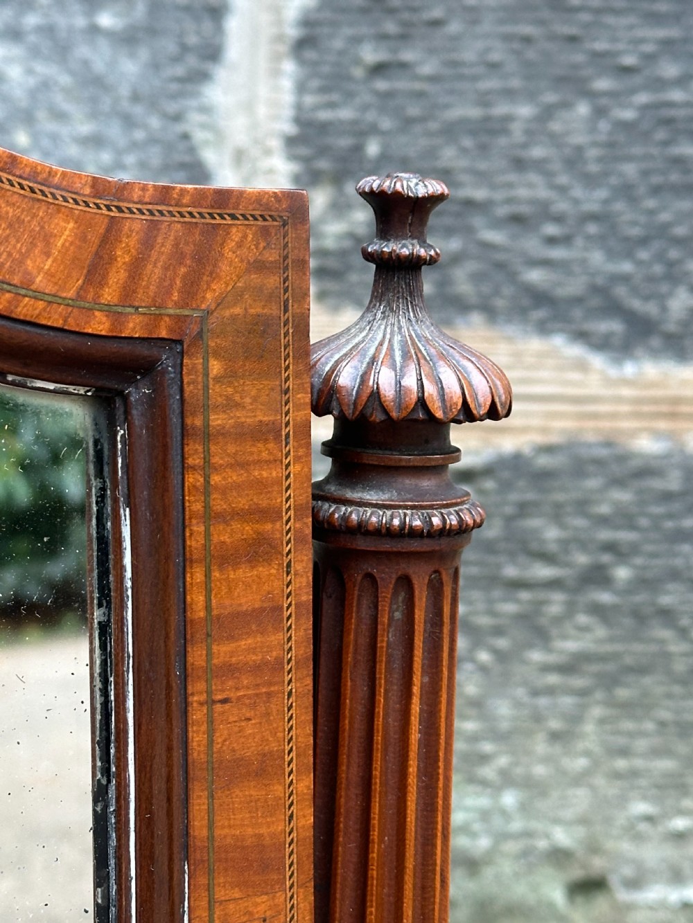 An extraordinary 19th century carved and inlaid satinwood swing mirror, by Holland & Sons or similar View III