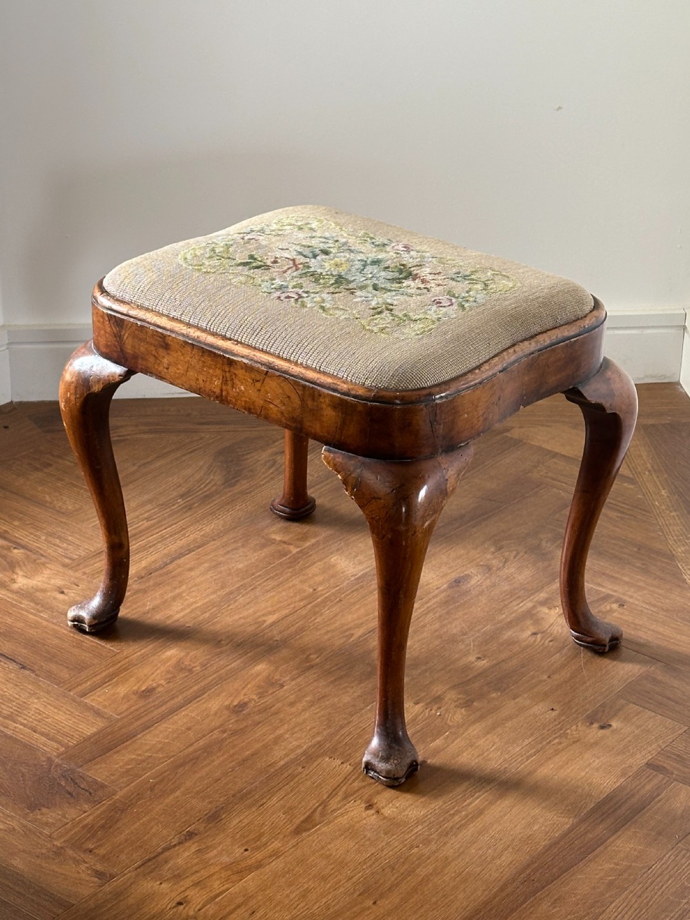 A Queen Anne style walnut stool with drop in seat, first quarter 20th century View III