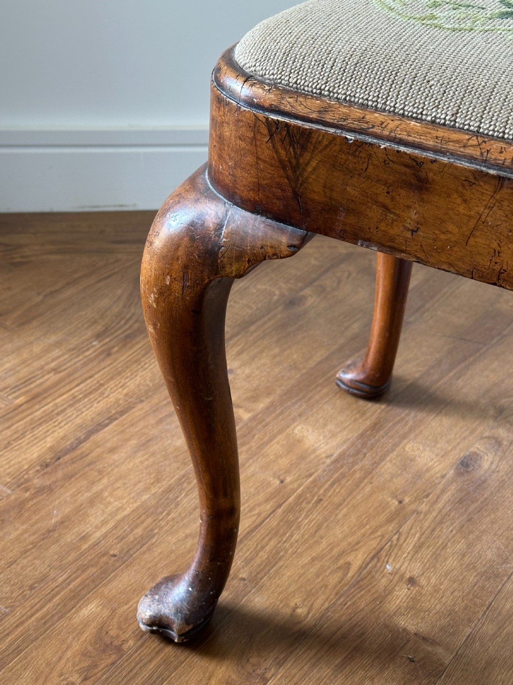A Queen Anne style walnut stool with drop in seat, first quarter 20th century View IV