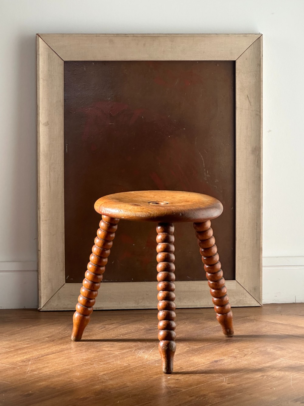 A Scottish 19th century solid birch stool.