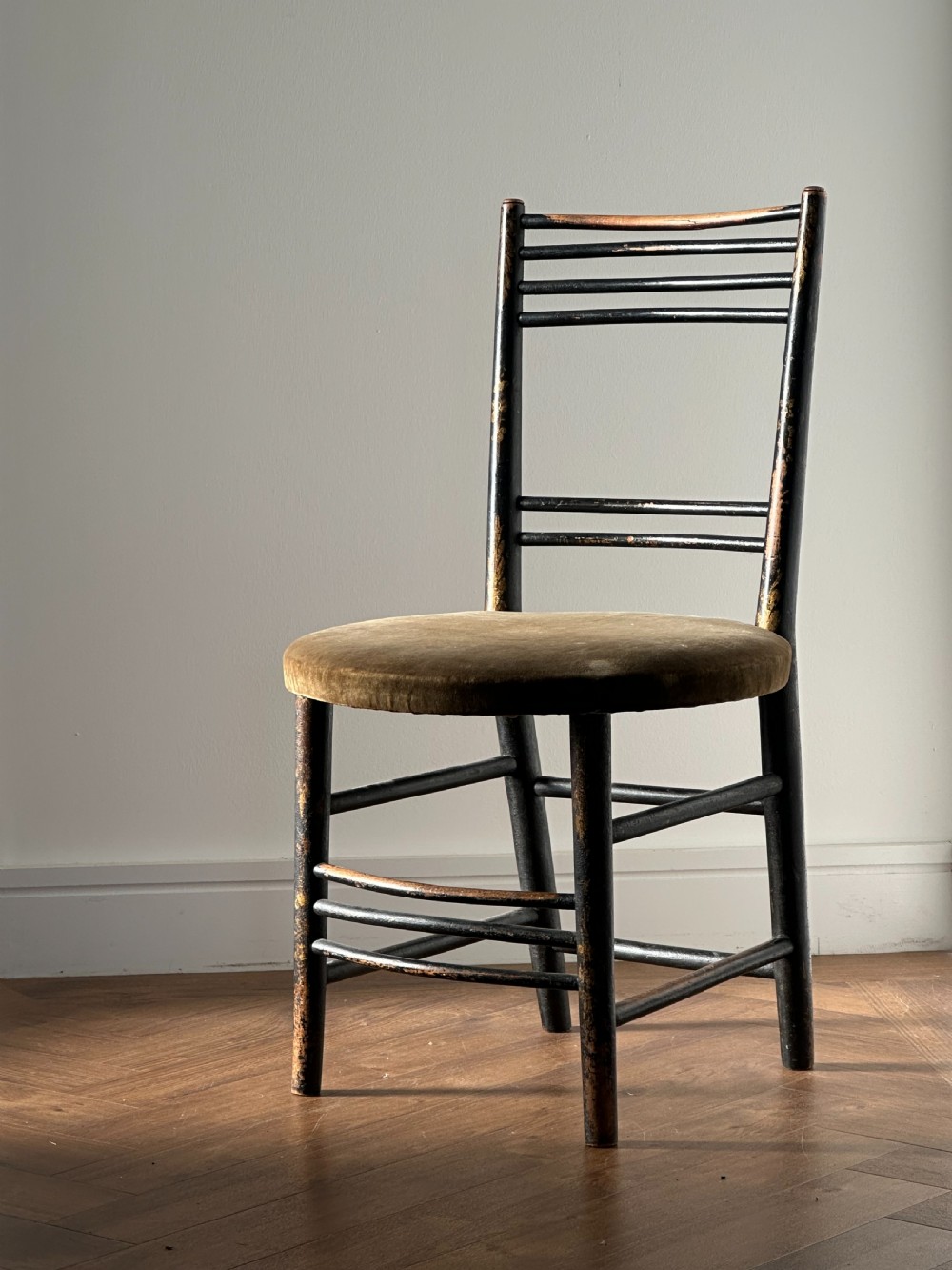 A Sussex style Arts and Crafts chair similar to the Ford Maddox Brown type, c.1860's
