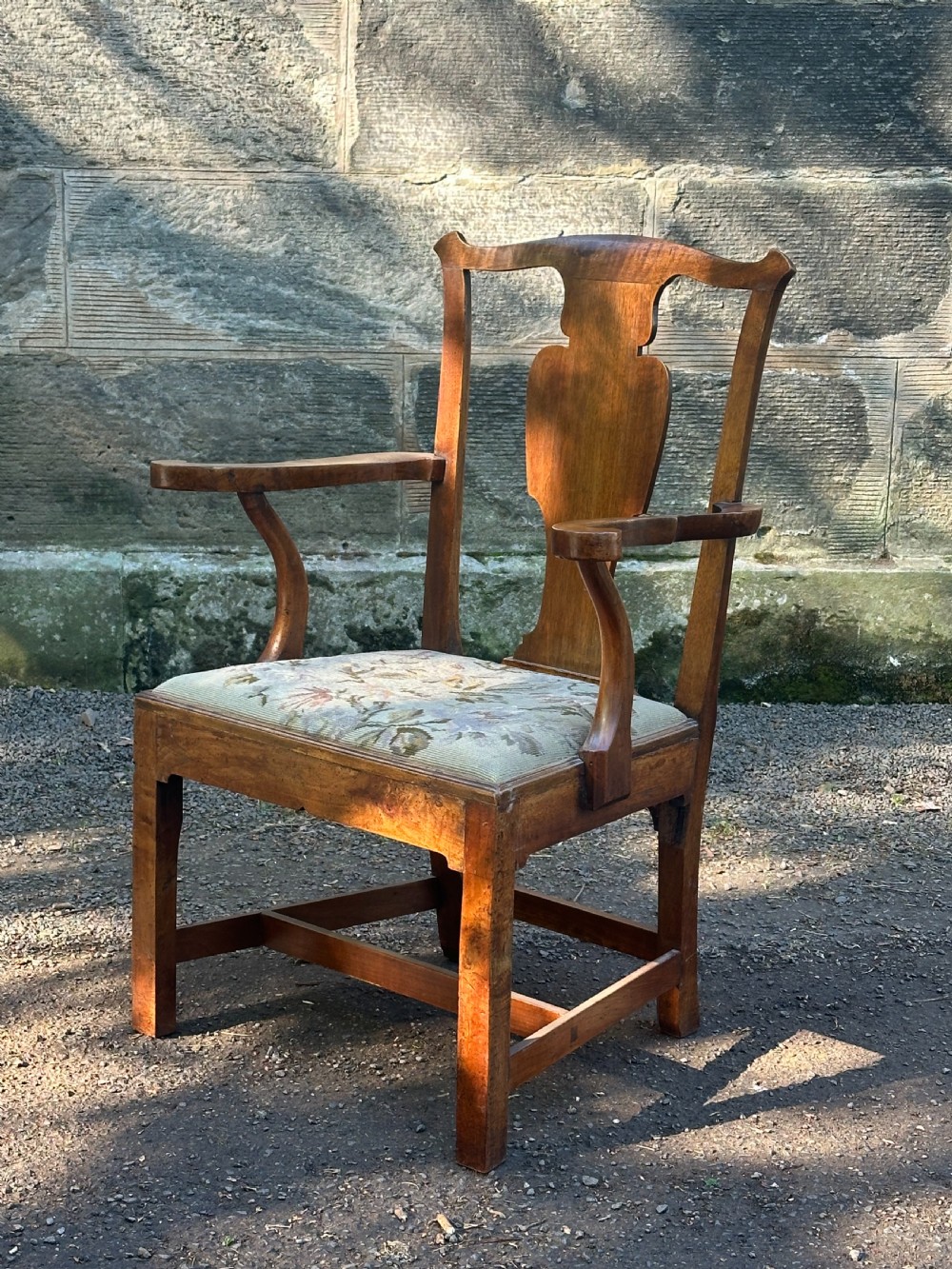 A Scottish George III walnut 'caqueteuse' elbow chair, third quarter 18th century View IX