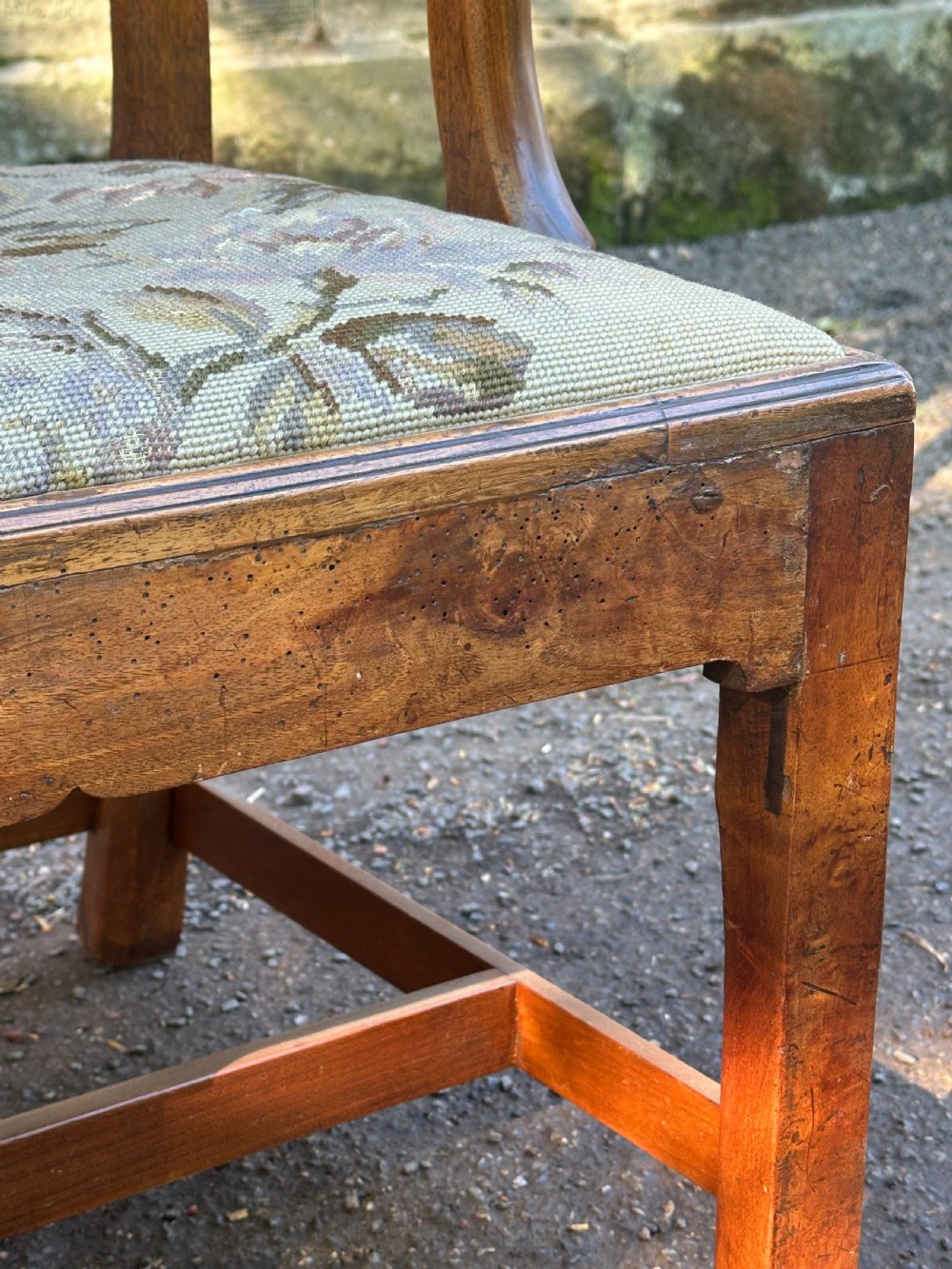 A Scottish George III walnut 'caqueteuse' elbow chair, third quarter 18th century View III