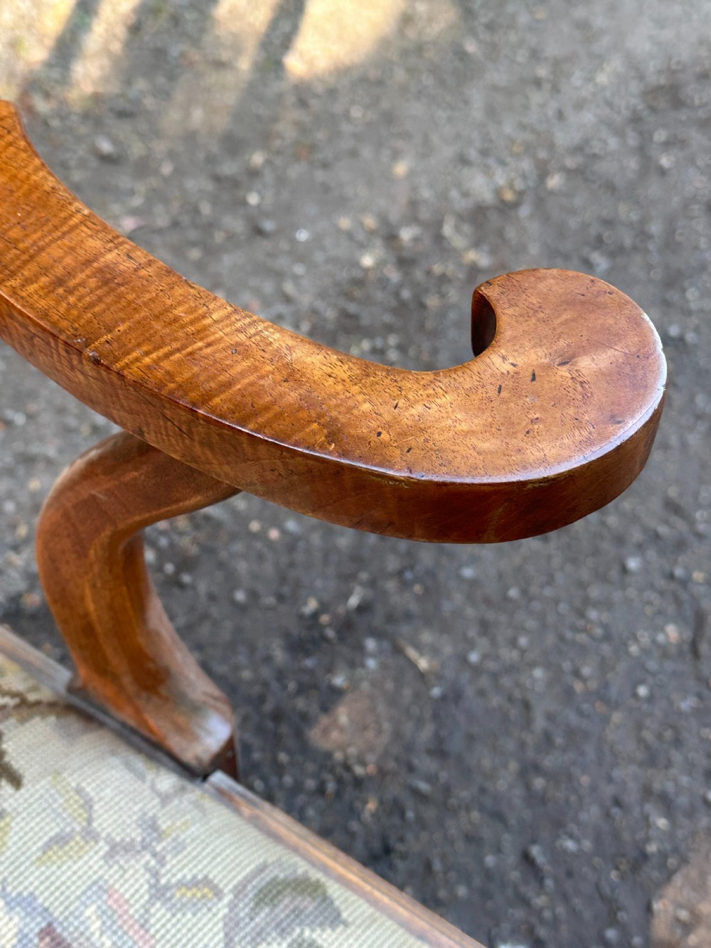 A Scottish George III walnut 'caqueteuse' elbow chair, third quarter 18th century View V