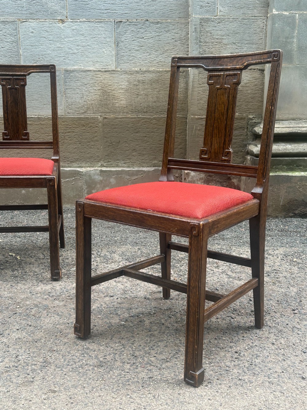 A good quality pair of stained ash 'Chinese' side chairs View XI