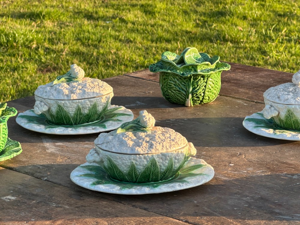 A suite of four 1930's Bardallo Pinheiro cauliflower dishes and covers View V