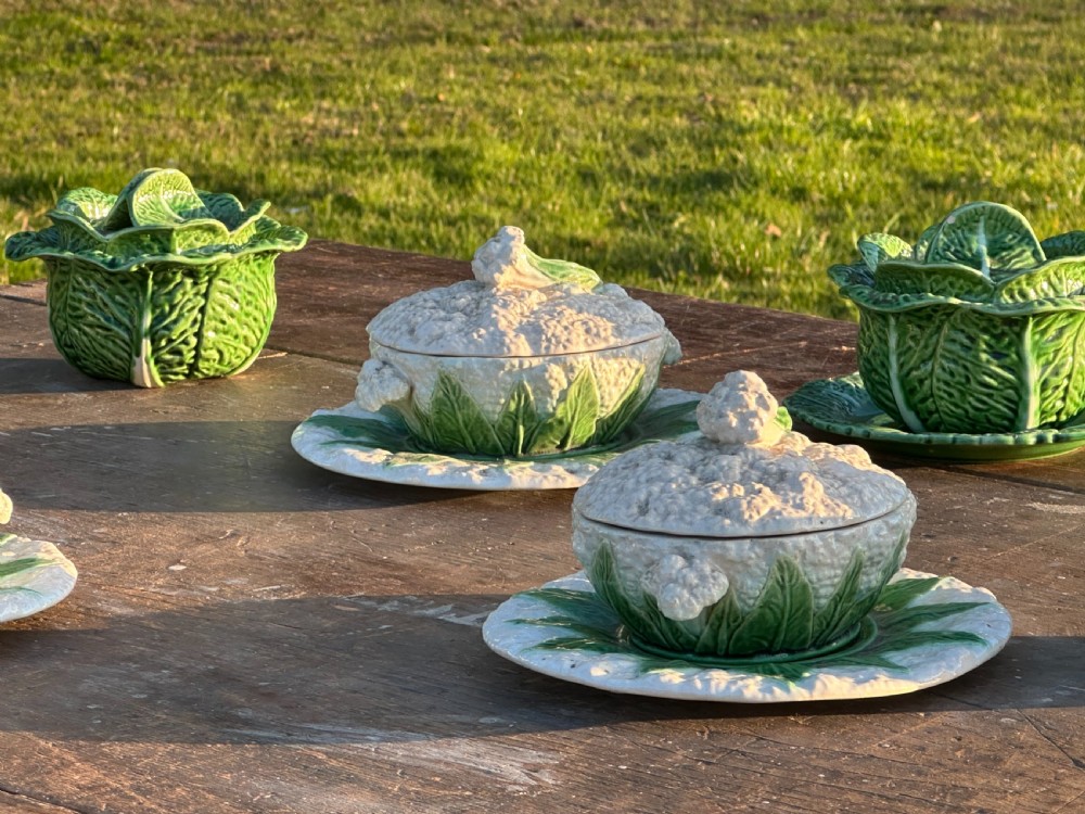 A suite of four 1930's Bardallo Pinheiro cauliflower dishes and covers View VI