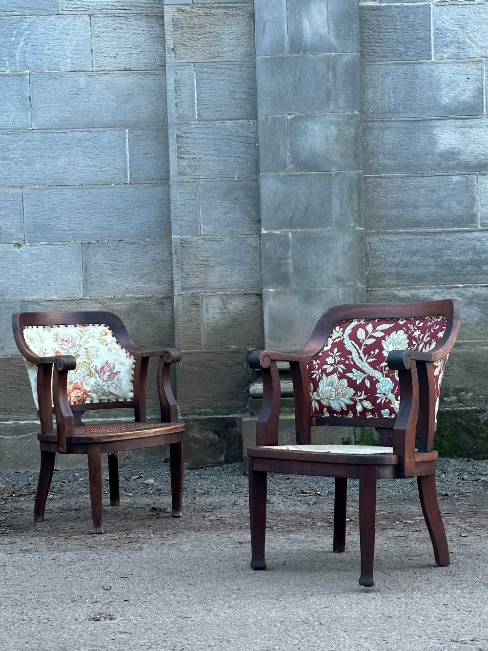 A pair of South African Cape stinkwood armchairs, c.1910