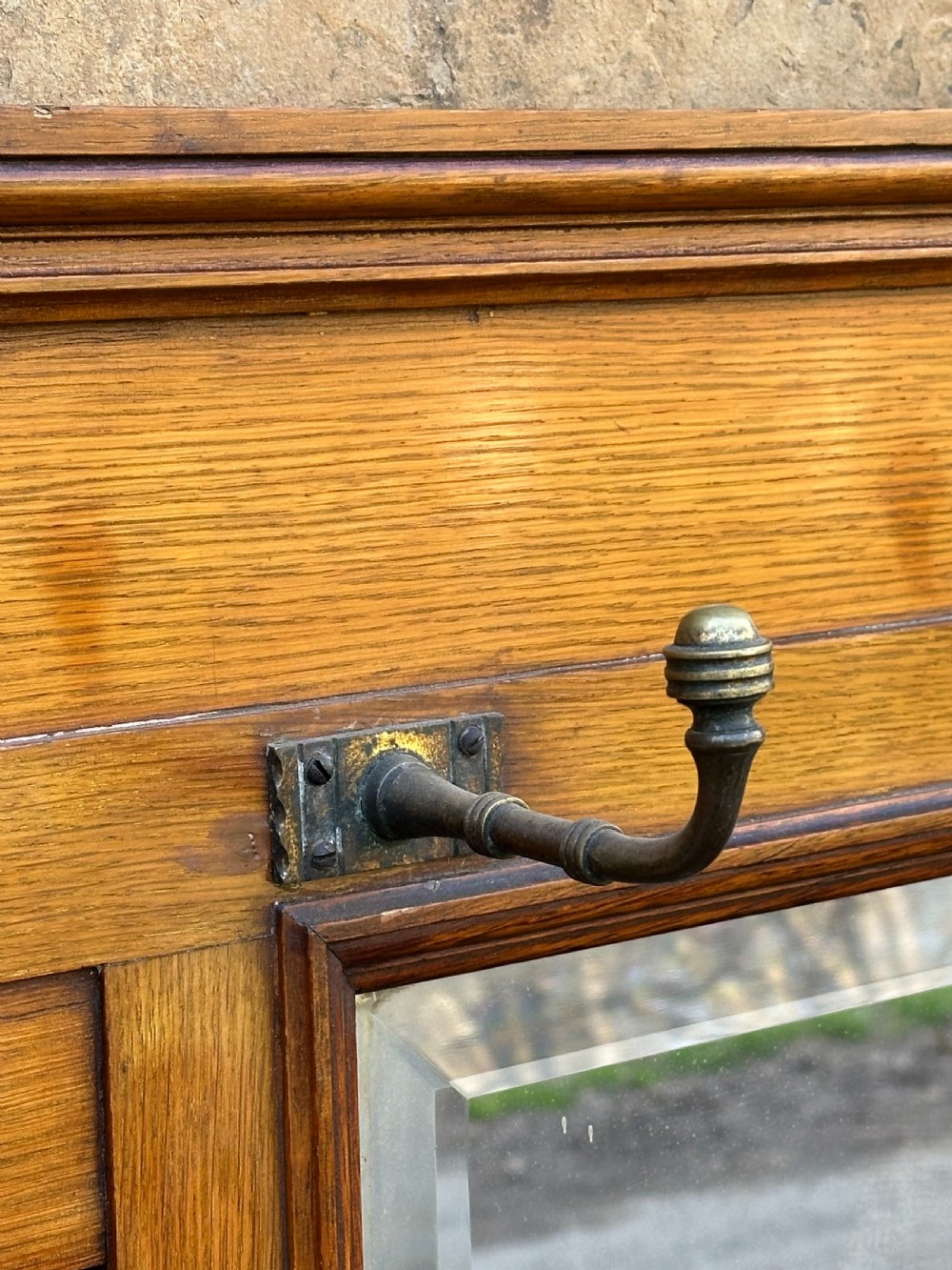 Attributed to James Shoolbred, an Aesthetic Movement oak and brass-mounted hall rack View IV