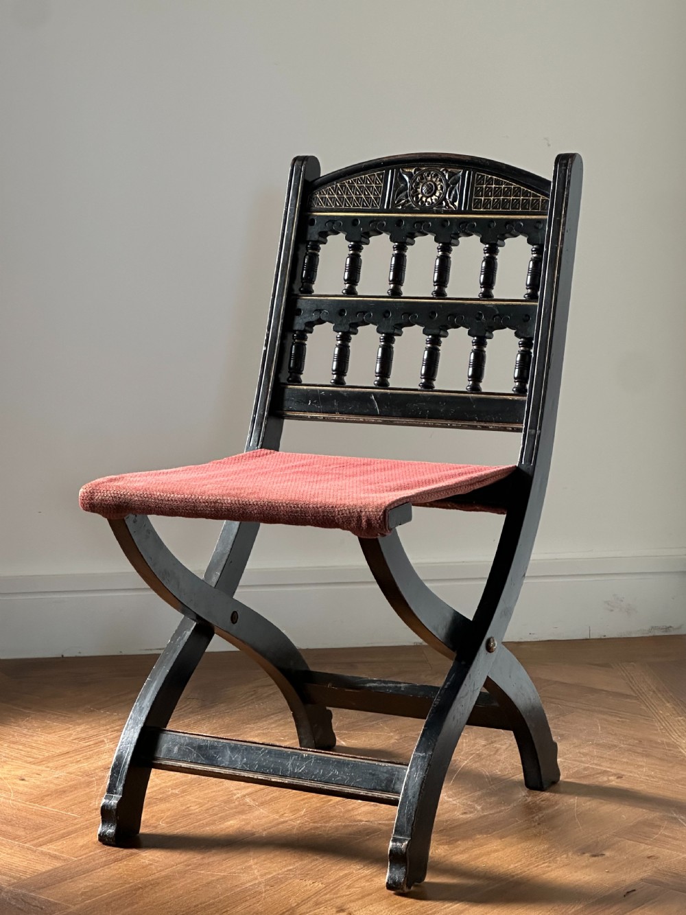 Bruce Talbert (1838-1881) A Gothic Revival ebonised mahogany folding chair, probably made by Gillows View II