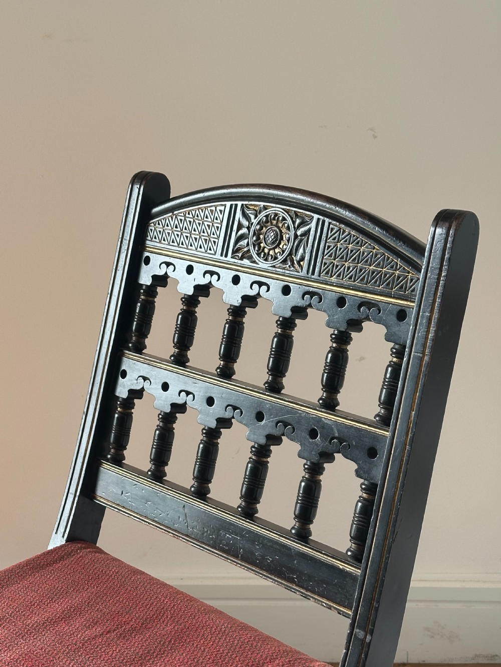 Bruce Talbert (1838-1881) A Gothic Revival ebonised mahogany folding chair, probably made by Gillows View IX