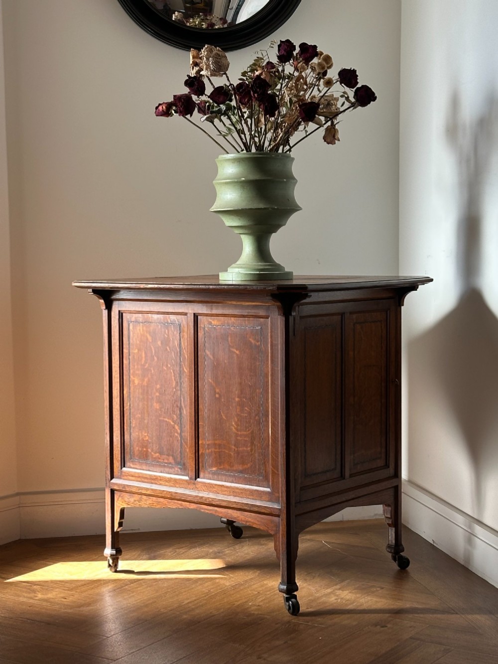 An unusual Victorian oak showcase, c.1880's View VI