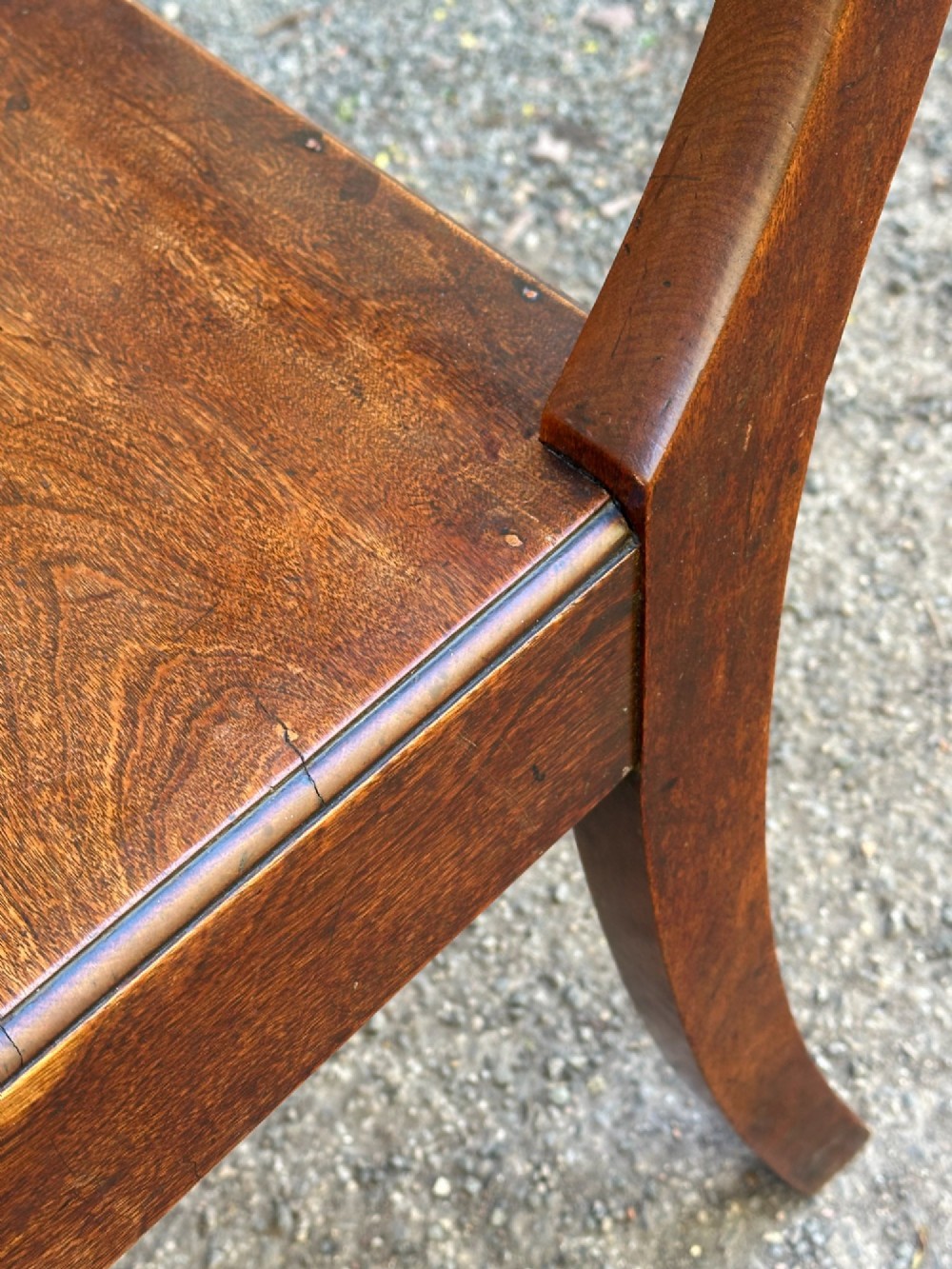 A set of four Victorian birch side chairs featuring curved top rails, turned front legs, and solid timber seats. View VII