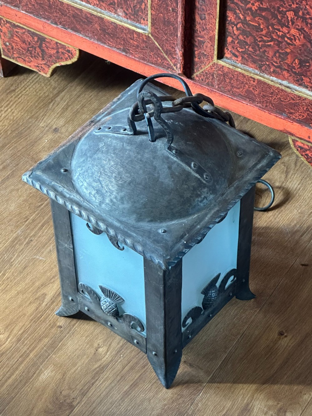 A Scottish Arts and Crafts steel hall lantern View II