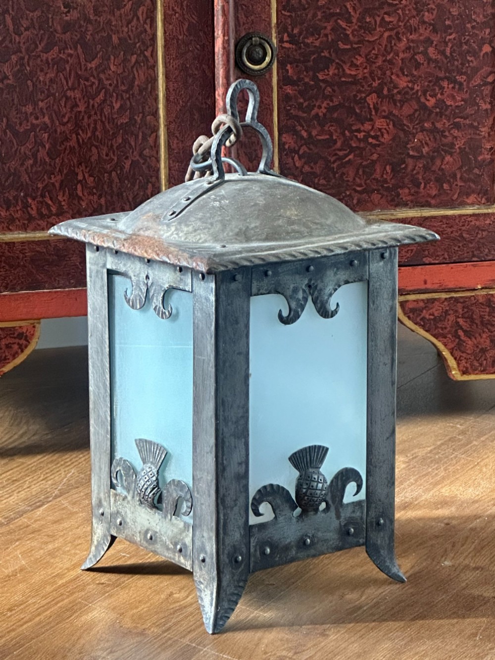 A Scottish Arts and Crafts steel hall lantern View III