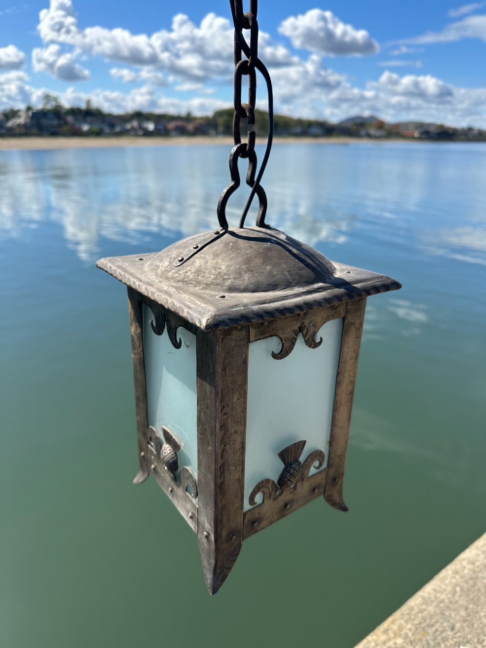 A Scottish Arts and Crafts steel hall lantern View IV