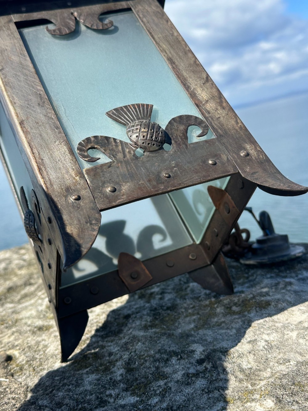 A Scottish Arts and Crafts steel hall lantern View VI