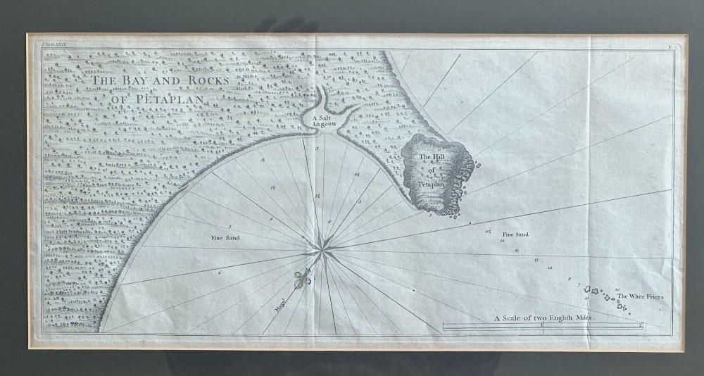 An 18th-century black and white copperplate engraving detailing an architectural grid plan of the town of Payta with a lettered legend at the base. View III