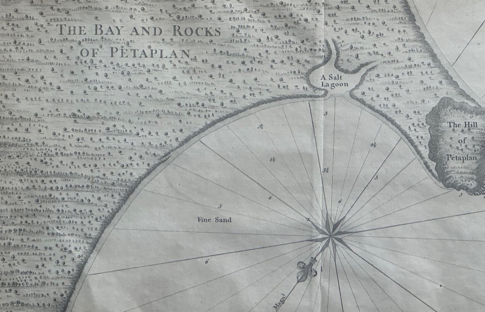 An 18th-century black and white copperplate engraving detailing an architectural grid plan of the town of Payta with a lettered legend at the base. View IV