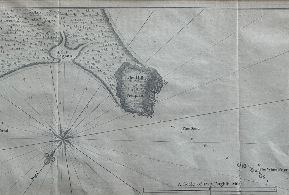 An 18th-century black and white copperplate engraving detailing an architectural grid plan of the town of Payta with a lettered legend at the base. View VI