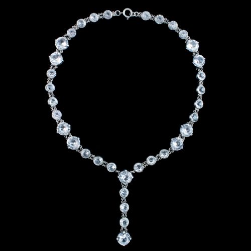 Antique Art Deco Paste Silver Necklace