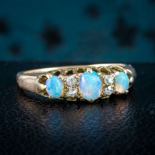 Antique Victorian Opal Diamond Ring 0.45ct Opal