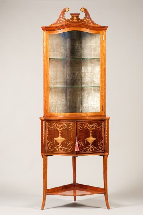 Inlaid Serpentine Fronted Corner Cabinet